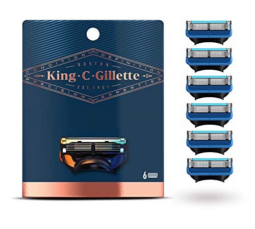 King C. Gillette Rasierklingen für Rasierer Herren mit Trimmerklinge für Präzision, langlebige Klingen, 6 Ersatzklingen