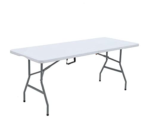 Lakhow Klapptisch aus Kunststoff, 180 Zirkonia, 180 cm, für Picknick, Grillen, Party, Weiß