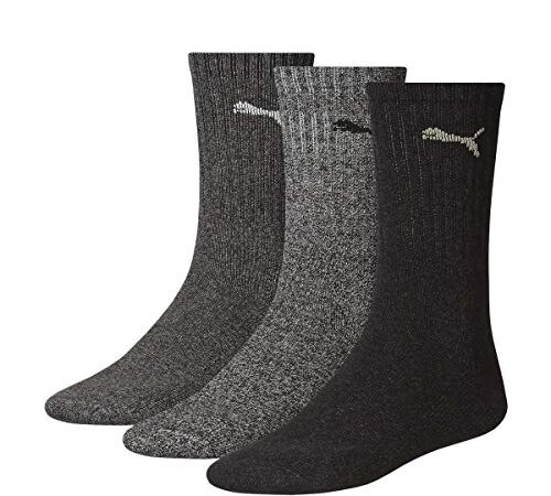 PUMA 6 Paar Unisex Crew Socks Socken Sportsocken MIT FROTTEESOHLE (43-46, anthrazit/grey)