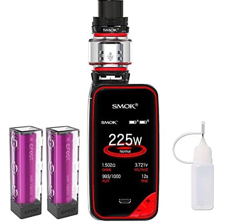 Elektronische Zigarette, Authentic Smok 225W X Priv Kit,Vapes Starter Kit mit 8ml Tank TFV12 Prince Kerne, Batterien und Colorfulscreen,Ohne Nikotin, Ohne Flüssigkeit (Schwarz Rot)