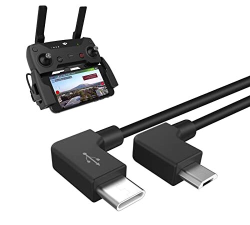 DIFCUL Datenübertragungskabel,Controller Daten Kabel Micro-USB zu Typ C,90 Grad rechtwinkliger Stecker Datenkabel für DJI Mavic Mini/PRO/Spark/Mavic Air/Mavic 2 Pro und Zoom Regler