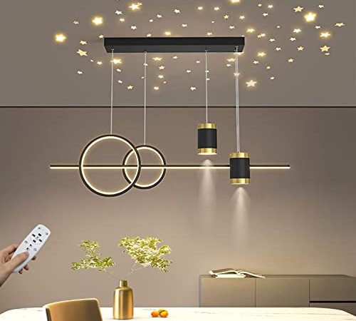 Esszimmerlampen LED Pendelleuchten Esstisch Moderne Pendellampe Höhenverstellbar Designer Hängeleuchte Dimmbar Mit Fernbedienung Hängelampe für Esszimmer Wohnzimmer Küche Bar Lampen 100cm (Schwarz)