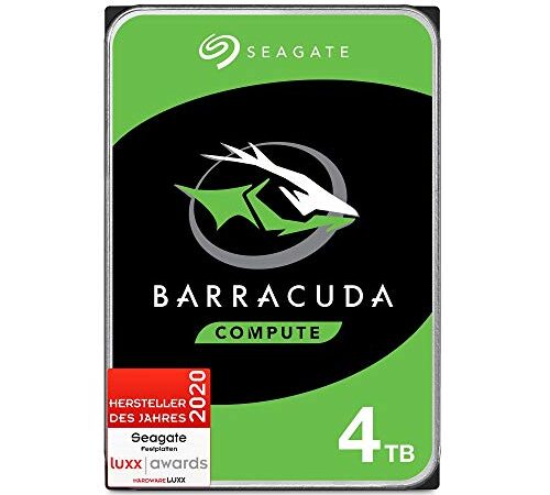 Seagate Barracuda 4 TB interne Festplatte HDD, 3.5 Zoll, 5400 U/Min, 256 MB Cache, SATA 6 Gb/s, silber, FFP, Modellnr.: ST4000DMZ04