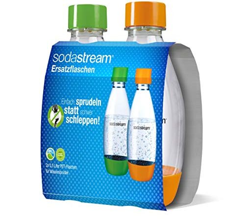 SodaStream PET-Flasche 0,5Liter Duopack aus bruchfestem kristallklarem PET und frei von BPA! ideal für Schule, Sport, Freizeit