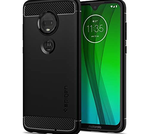 Spigen Rugged Armor Hülle Kompatibel mit Moto G7 und Moto G7 Plus -Schwarz