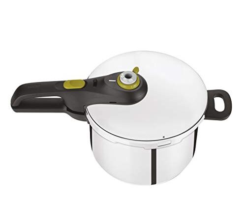 Tefal P2530737 Secure 5 Neo Schnellkochtopf (Fassungsvermögen: 6 Liter, 2-Stufen-Garregler, hochwertiger Edelstahl) silber/grün