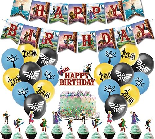 Zelda Birthday Party Decoration zelda Party Supplies Include Happy Birthday Banner Balloons Cake Topper for Zelda Theme Birthday Party Decoration