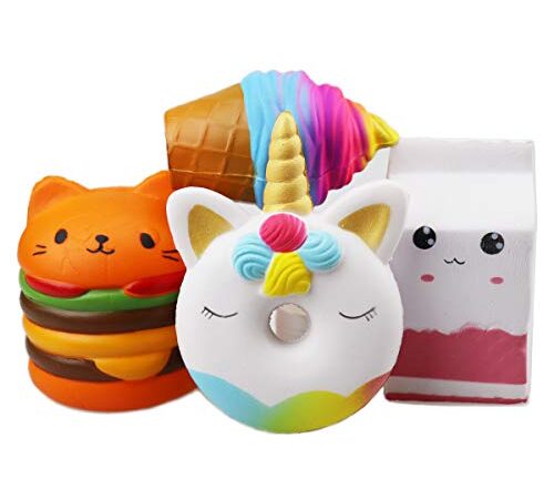 ZYDTRIP 4 Stück Squishy Spielzeug, Squeeze Stress Squishies Langsam Dekompression Creme Duftenden Geschenk für Kinder Erwachsene