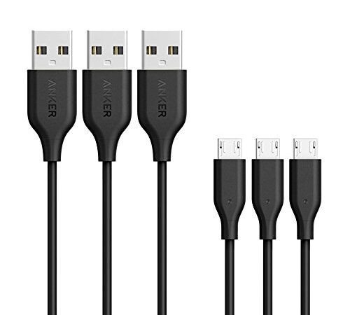 Anker Powerline Micro USB Kabel [3-Pack] 0.9m Ladekabel, Einer Lebensdauer von 10,000+ Biegungen kompatibel mit Galaxy, Nexus, LG, Motorola, Android Smartphones und weitere (Schwarz)