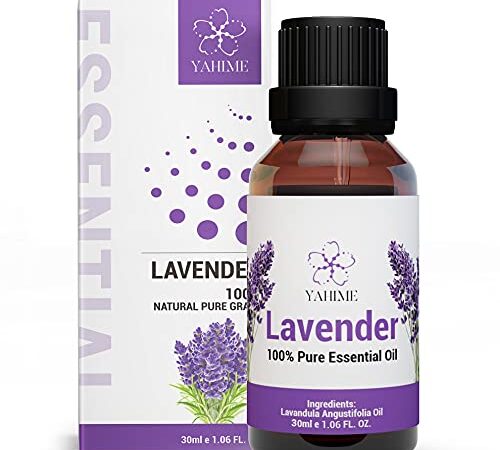 ASAKUKI Ätherisches Lavendelöl Öl, Lavendelöl 30mL 100% Reine Natürliche, Ätherische Öle Lavendel für Diffuser, Therapeutischer Qualität, Duftöl Lavendel für SPA, Massage, Zuhause Handgemacht - YAHIME