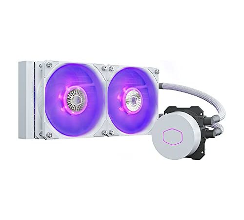 Cooler Master MasterLiquid ML240L V2 RGB CPU Kühler - Wasserkühlung mit ultra-starken Lichteffekten, zwei 120-mm-SickleFlow-Lüfter, weiß