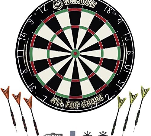 Dartscheibe Kork Dartscheibe mit Pfeilen Offizielles dartscheibe steeldart,6 Dartpfeile Metallspitze, Turniermaß Dart Scheibe Dartboard Steeldartscheibe Set