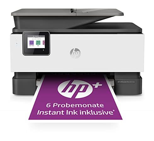 HP OfficeJet Pro 9010e Multifunktionsdrucker (HP+, A4, Drucker, Scanner, Kopierer, Fax, WLAN, LAN, Duplex, Airprint, mit 6 Probemonaten HP Instant Ink Inklusive) Grau, Weiß