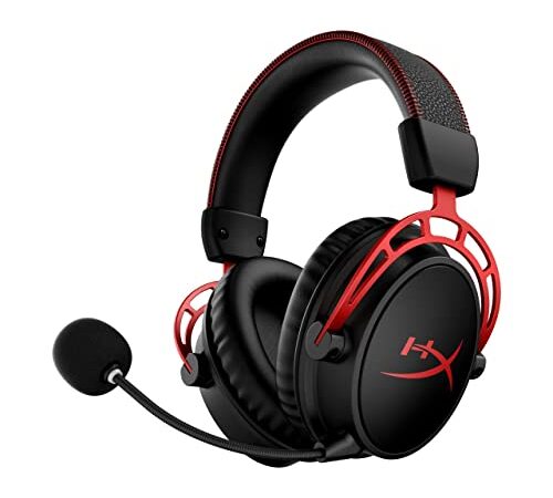 HyperX Cloud Alpha Wireless - Gaming-Headset für PC, 300 Stunden Akkulaufzeit, DTS Headphone:X Spatial Audio, Dual Chamber Drivers, Mikrofon mit Geräuschunterdrückung, Schwarz und rot, One Size