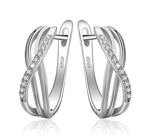 JewelryPalace Unendlichkeit Knoten Zirkonia Jahrestag Creolen Silber 925 Huggie Hoop Ohrringe Sterling Silber