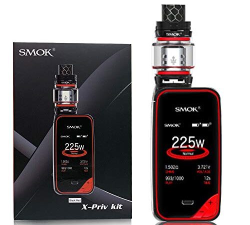 SMOK X-Priv 225W Mod mit TFV12 Prinz Verdampfer Tank 8ml E Zigarette Starter Kit,Ohne Nikotin (Schwarz Rot)