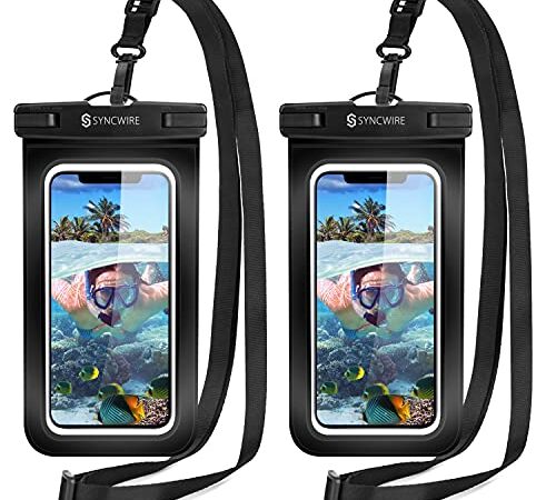 Syncwire wasserdichte Handyhülle Unterwasser Wasserfeste - 2 Stück 7 Zoll DOPPELT VERSIEGELT Wasserdicht Handy Hülle Handytasche für iPhone 13 Pro Max Mini 12 SE 11 XS XR X 8 7 6+ Samsung Huawei etc