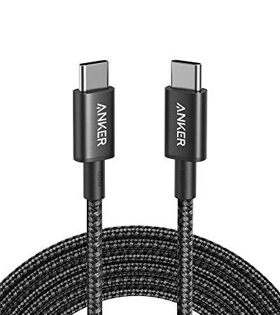 Anker New Nylon USB-C auf USB-C Ladekabel 2.0, 100W Typ-C Ladekabel 3m lang, Schnellladeleistung für iPad Mini 6. Gen, MacBook Pro 2020, iPad Pro 2020, iPad Air 4, Galaxy S20 Plus S9, Pixel, Switch