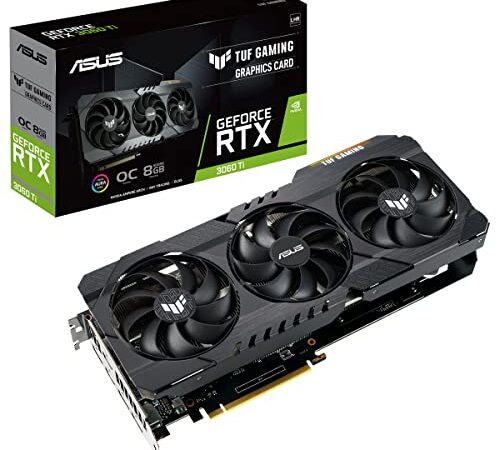 ASUS TUF Gaming GeForce RTX3060TI V2 8GB OC Edition Gaming Grafikkarte (Lite Hash Rate (LHR), Nvidia Ampere, PCIe 4.0, 8GB DDR6 Speicher, 2x HDMI 2.1, DisplayPort 1.4, TUF-RTX3060TI-O8G-V2-GAMING)