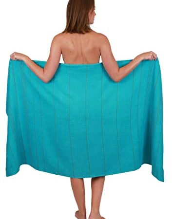 Betz Badetuch XXL Strandtuch Lines 100% Baumwolle Größe 90 x 180 cm Farbe türkis