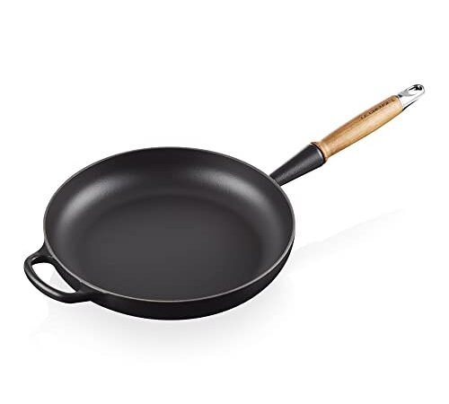 Le Creuset Signature gusseiserne Bratpfanne mit Holzgriff 28 cm Schwarz matt