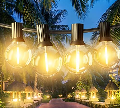 Lichterkette Außen LED, 36M/120FT Lichterkette Glühbirnen Außen Strom, 62 G40 Kunststoff-LED-Birnen, 2700 K warmweiß, IP44 Wasserdichte Patio-Gartenlichter für Hinterhof, Hochzeit, Party FANSANMY