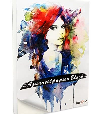 lunera premium Aquarellpapier 300g DIN A4 mit 45 Blatt naturweiß, kaltgepresst & geleimt, Watercolor Paper Pad I Aquarellblock für Aquarell, Zeichnen und Lettering