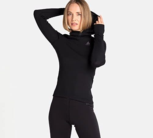 Odlo Damen ACTIVE WARM ECO Baselayer Langarm-Shirt mit Gesichtsschutz, Black, M