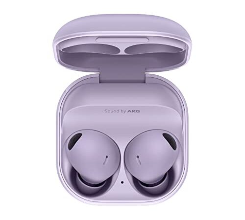 Samsung Galaxy Buds2 Pro kabellose Bluetooth-Kopfhörer, True Wireless, Geräuschunterdrückung, Lade-Etui, Klangqualität, Wasserabweisend, Bora Purple inkl. Nukin Clear Case[Exklusiv bei Amazon]