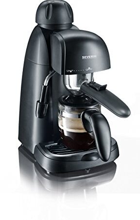 SEVERIN Espressomaschine, kleine Kaffeemaschine für bis zu 4 Tassen Espresso, Kaffeemaschine mit Milchschäumer für Kaffee-Milch-Spezialitäten, ideal für Singles, schwarz, KA 5978