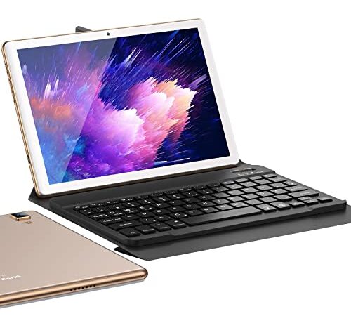 Tablet 10 Zoll Xgody Tablet mit Deutsche Tastatur 6GB RAM+128GB ROM Android 11 Tablett, 4G LTE 5G WLAN Android Tablet, Octa-Core, 5MP + 8MP Dual-Kamera, 8000 mAh, Bluetooth,GPS +SIM OTG Type-c(Gold)