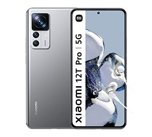 Xiaomi 12T Pro 5G Smartphone+Kopfhörer, 8+256GB, 6.67” 120Hz CrystalRes AMOLED-Display, Snapdragon 8+ Gen 1, 200MP Ultimate Kamera, 120W HyperCharge, 5000mAh, Silver (DE Version + 2 Jahre Garantie)