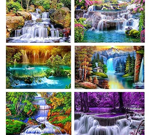 Diamond Painting Diamant Bilder Erwachsene 5d Landschaft Full Voll Set Daiments Diy Malerei Strass Dimontpainting Diamontpating Komplett Anfänger Art Stickerei 30x40 6er Bunt wasserfall Natur