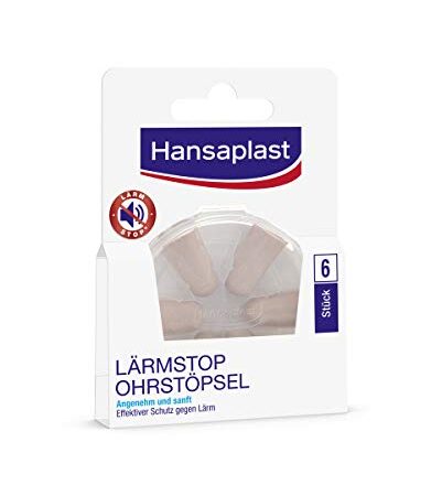 Hansaplast Lärmstopp Ohrstöpsel (6 Stück), sanfter Gehörschutz ideal zum Schlafen und Entspannen, Gehörschutzstöpsel reduzieren Geräusche um 33db