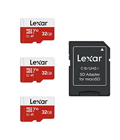 Lexar Micro SD Karte 32GB 3er Pack, Speicherkarte Micro SD mit SD Adapter, Bis zu 100 MB/s Lesegeschwindigkeit, UHS-I, U1, A1, V10, C10, microSDHC Memory Card