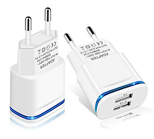 LUOATIP USB Ladegerät 2.1A/5V 2-Pack Ladeadapter 2-Port Netzteil Stecker Adapter Steckdose Stromadapter Netzstecker Ladestecker kompatibel für iPhone 11 Pro max/X 8/7/6, Samsung Galaxy, Huawei, Handy