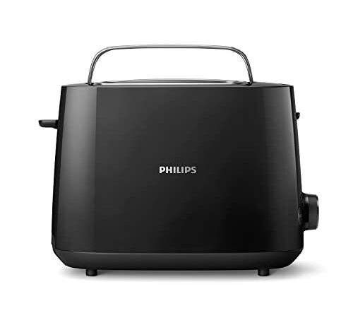 Philips Toaster – 2 Toastschlitze, 8 Stufen, Brötchenaufsatz, Auftaufunktion, Liftfunktion, Abschaltautomatik, schwarz (HD2581/90)