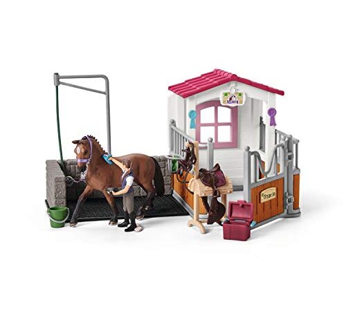 SCHLEICH 42404 Pferde-Waschplatz mit Stall (Amazon exklusiv) Tierspielzeug, Spielset, Multicolor