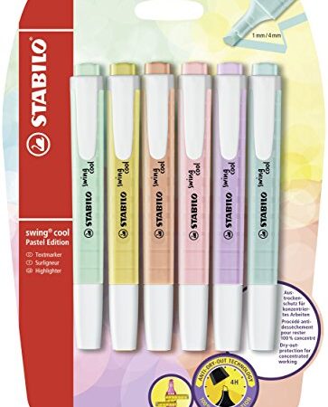 Textmarker - STABILO swing cool Pastel - 6er Pack - 6 Farben