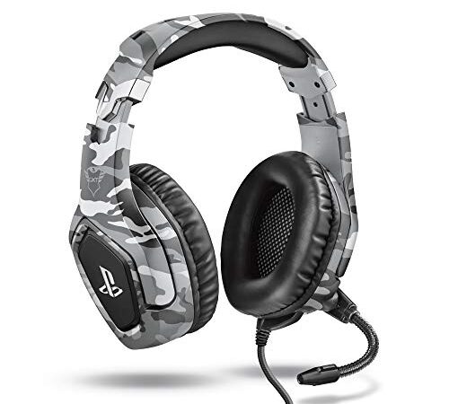 Trust Gaming Headset GXT 488 Forze-G - Offiziell Lizenziert für PlayStation - PS4 und PS5 Headset mit Klappbarem Mikrofon und Einstellbarem Kopfbügel, 3.5mm, Over-Ear Kopfhörer mit Kabel - Grau