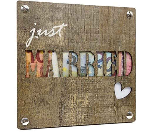 Geldgeschenk"JUST MARRIED" I Originelles Hochzeitsgeschenk aus Holz I Hochzeitsgeschenke I Geldgeschenke I Geldverpackung I Geschenk I Geld von Herzen verschenken (JUST MARRIED)