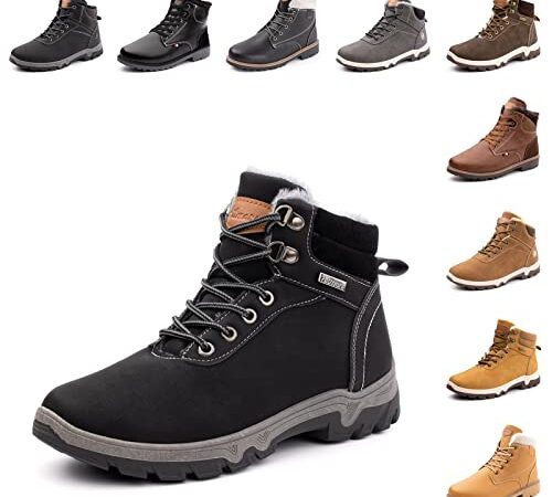 Hitmars Winterschuhe Herren Damen Winterstiefel Warm Gefüttert Winter Schuhe Boots Schneestiefel 1 Schwarz EU 44