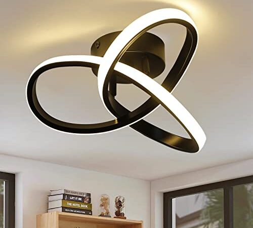 Homefire LED Deckenleuchte Warmweiß Deckenlampe Klein - 17W 1400LM Flurlampe Modern Küchenlampe Schwarz-Weiß Geometrie Design Lampe für Schlafzimmer Küche Wohnzimmer Flur Eingang Korridor Studio