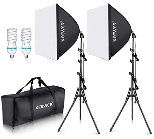 Neewer 60x60cm Softbox mit E27 Sockel 700W Studioleuchte Softbox Set, für Fotostudio-Porträts, Produktfotografie und Videoaufnahme