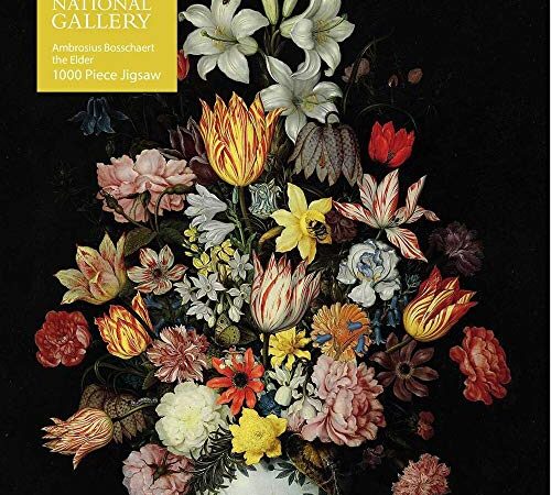 Puzzle - Bosschaert The Elder, Stillleben mit Blumen: Unser faszinierendes, hochwertiges 1.000-teiliges Puzzle (73,5 cm x 51,0 cm) in Stabiler Kartonverpackung