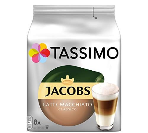 Tassimo Kapseln Jacobs Typ Latte Macchiato Classico, 40 Kaffeekapseln, 5er Pack, 5 x 8 Getränke