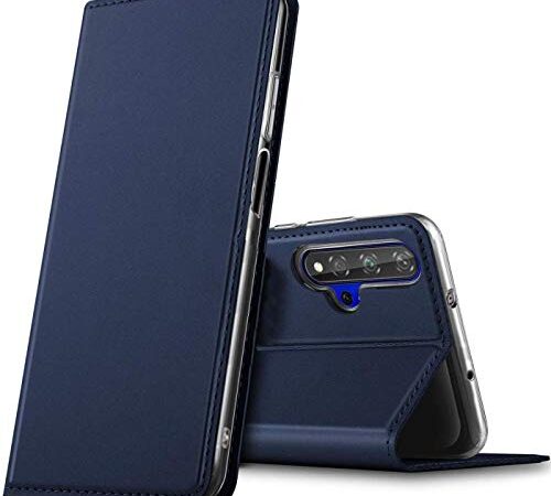 Verco Handyhülle für Huawei Nova 5T / Honor 20, Premium Handy Flip Cover für Huawei Nova 5T Hülle [integr. Magnet] Book Case PU Leder Tasche, Blau