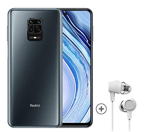 Xiaomi Redmi Note 9 Pro Smartphone + Kopfhörer (16,94cm (6,67") FHD+ Display, 128GB interner Speicher, 6GB RAM, 64MP Quad-Rückkamera, 16MP Frontkamera, Dual-SIM, Android 10) Grau