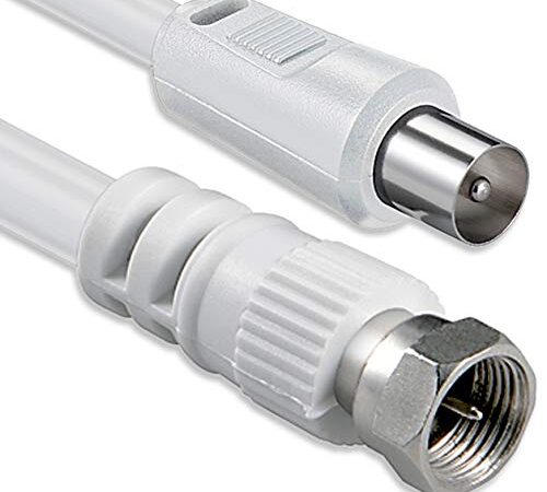 1aTTack Koaxial/SAT Anschluss-Kabel (F-Stecker auf Koaxialstecker, 1,5m >80db) weiß