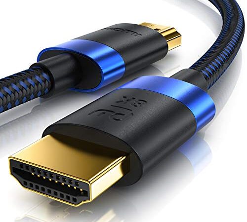 8K HDMI Kabel 2.1-8K @ 60Hz - 4K @ 120Hz - 0,25m (Meter) - HDTV 7680 x 4320 - UHD II - HDMI 2.1 2.0a 2.0b - HDMI-Kabel Ethernet - HDR - ARC - kompatibel zu PS4 PS5 Xbox Xbox Series X - schwarz blau